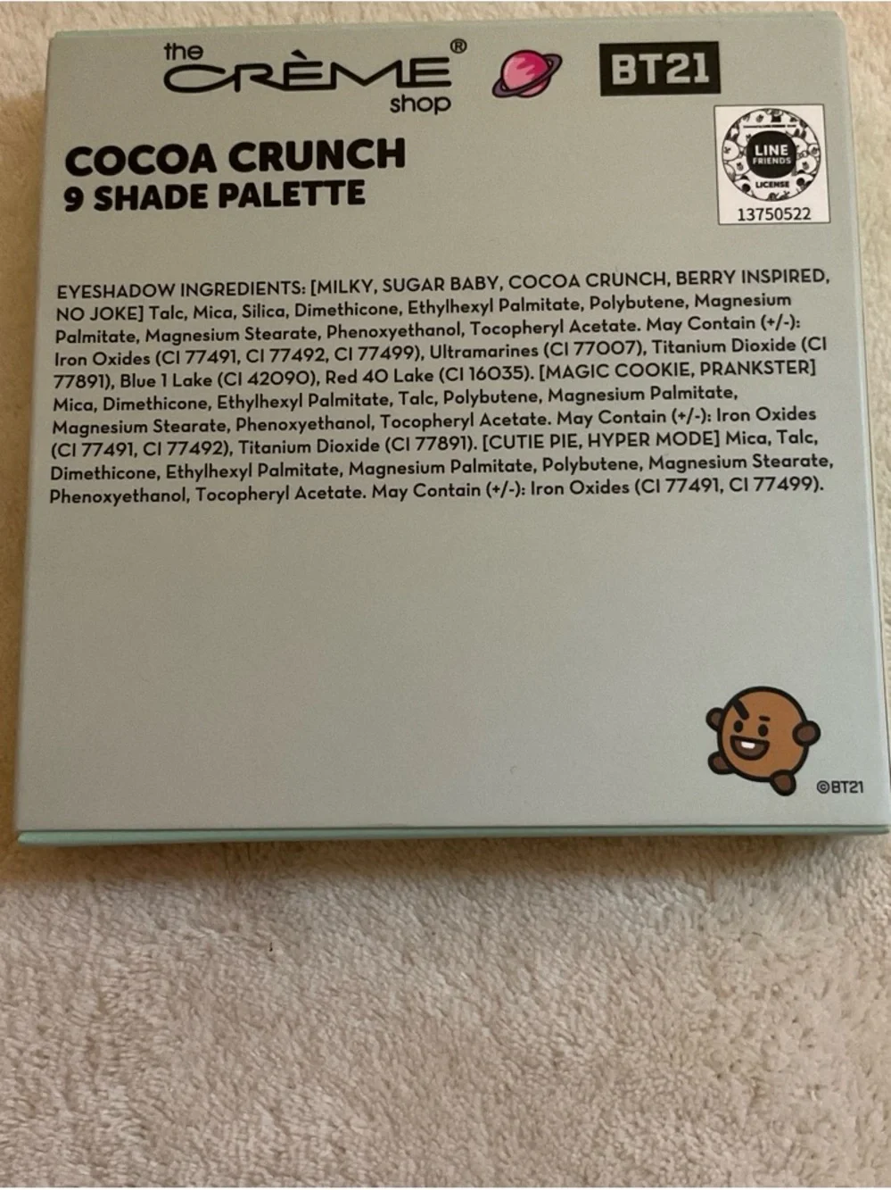 The Crème Shop x BT21 Cocoa Crunch 9-Shade Eyeshadow Palette - Warm Neutrals